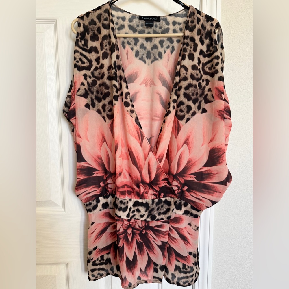 Pink and Black Floral Leopard Blouse